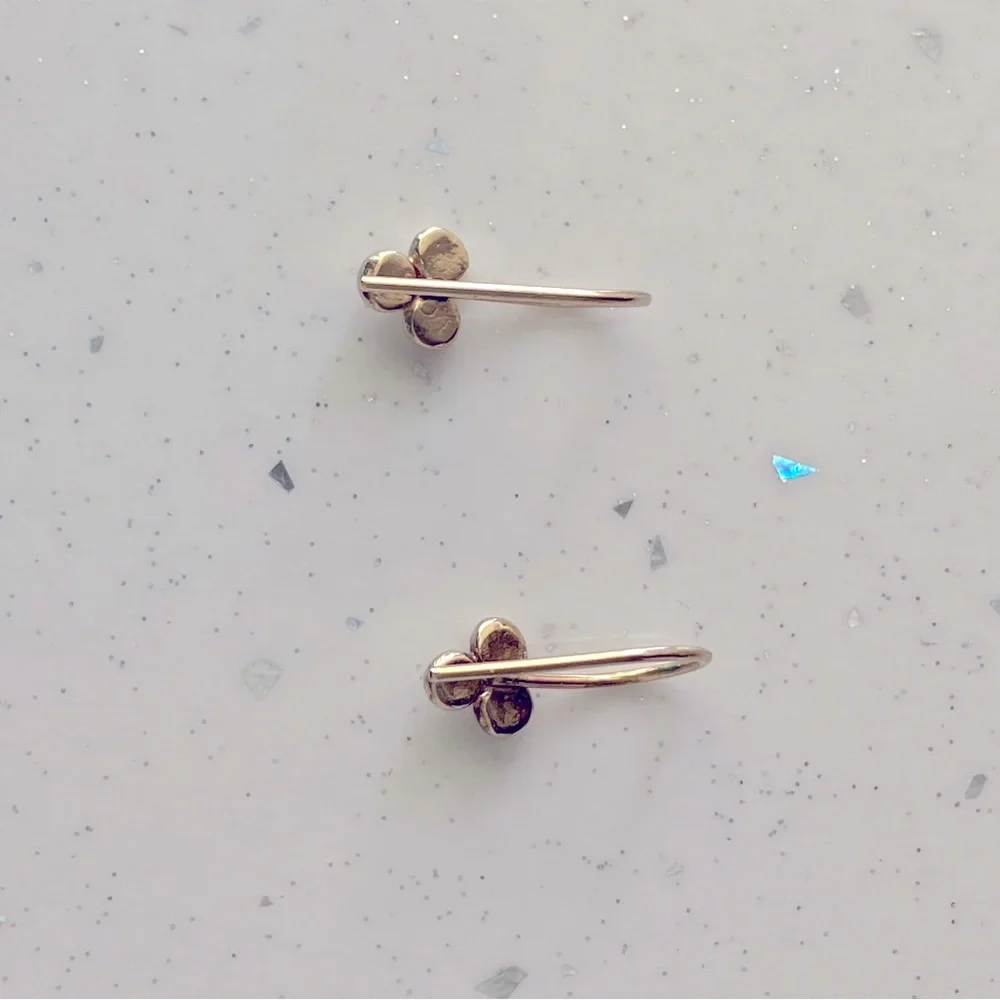 Etsy Efrat dot 14k white gold earrings,bat mitzvah gift, gold drop earrings - Picture 3 of 7